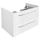 FACKELMANN Milano Waschbeckenunterschrank mit Schubladen – Unterschrank für Waschtisch im Bad (80 cm x 49,5 cm x 48 cm) – Badschrank hängend in Weiß