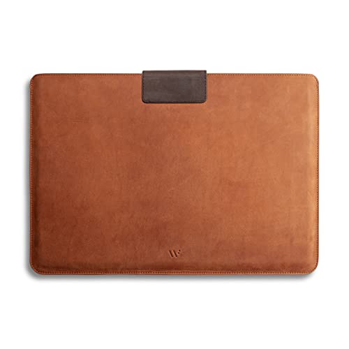 WIIUKA Hülle für MacBook Air 13" (2022), Leder aus Deutschland, Lederhülle extra Dünn, Premium Tasche, Laptop Schutzhülle, Sleeve Vintage Braun
