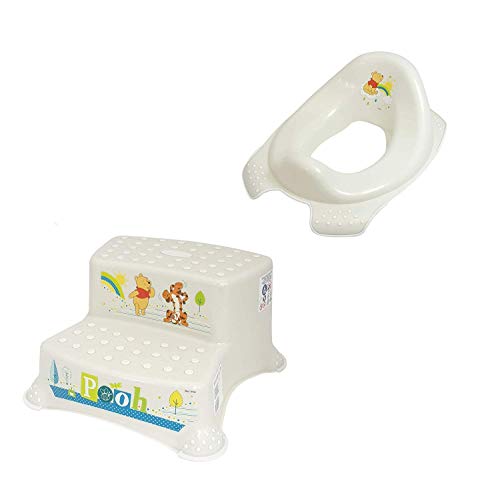 2er Set Z : Perl Premium Disney Winnie Puuh perl weiß Kinder-Toilettensitz + zweistufiger Tritthocker Toilettentrainer