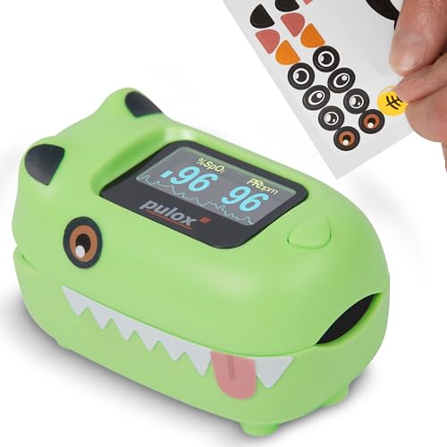 pulox PO-230 Kinderpulsoximeter Pulsoximeter für Kinder in Grün mit Klebemuster