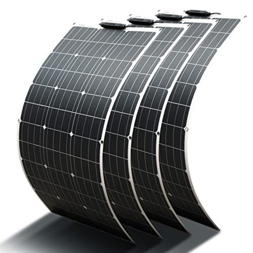 Flexibel Solarmodul 4 X 100W 24V/18V Solarpanel Monokristallin Solarzelle Photovoltaik Solarladegerät Solaranlage mit Ladekabel für 12V Batterien Wohnmobil Auto Boot