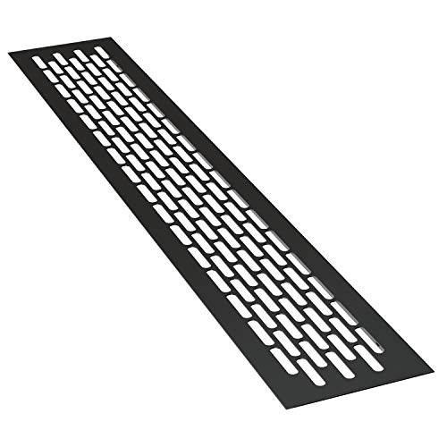 sossai® Aluminium Lüftungsgitter - Alucratis (1 Stück) | Rechteckig - Maße: 80 x 8 cm | Farbe: Schwarz | pulverbeschichtet