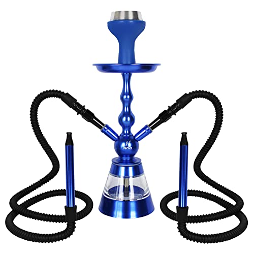 Shisha Star Evo 2 Shisha Schläuche Moderne Aluminium Silikon Feuerstelle Heizsystem Silikonschlauch mit Slim-Griff Komplette Acrylvase Shisha Qualität (BLEU)