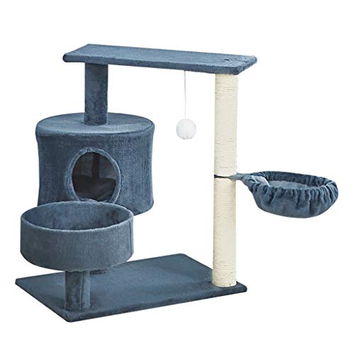 Klettergerüst für Katzen Kleine Aktivitätskratzbäume Katze Springen Plattform Sisal Säule Massivholz Cat Scratcher Möbel Activity Center Play House Cat Tower Eigentumswohnungen (Color : Blue)