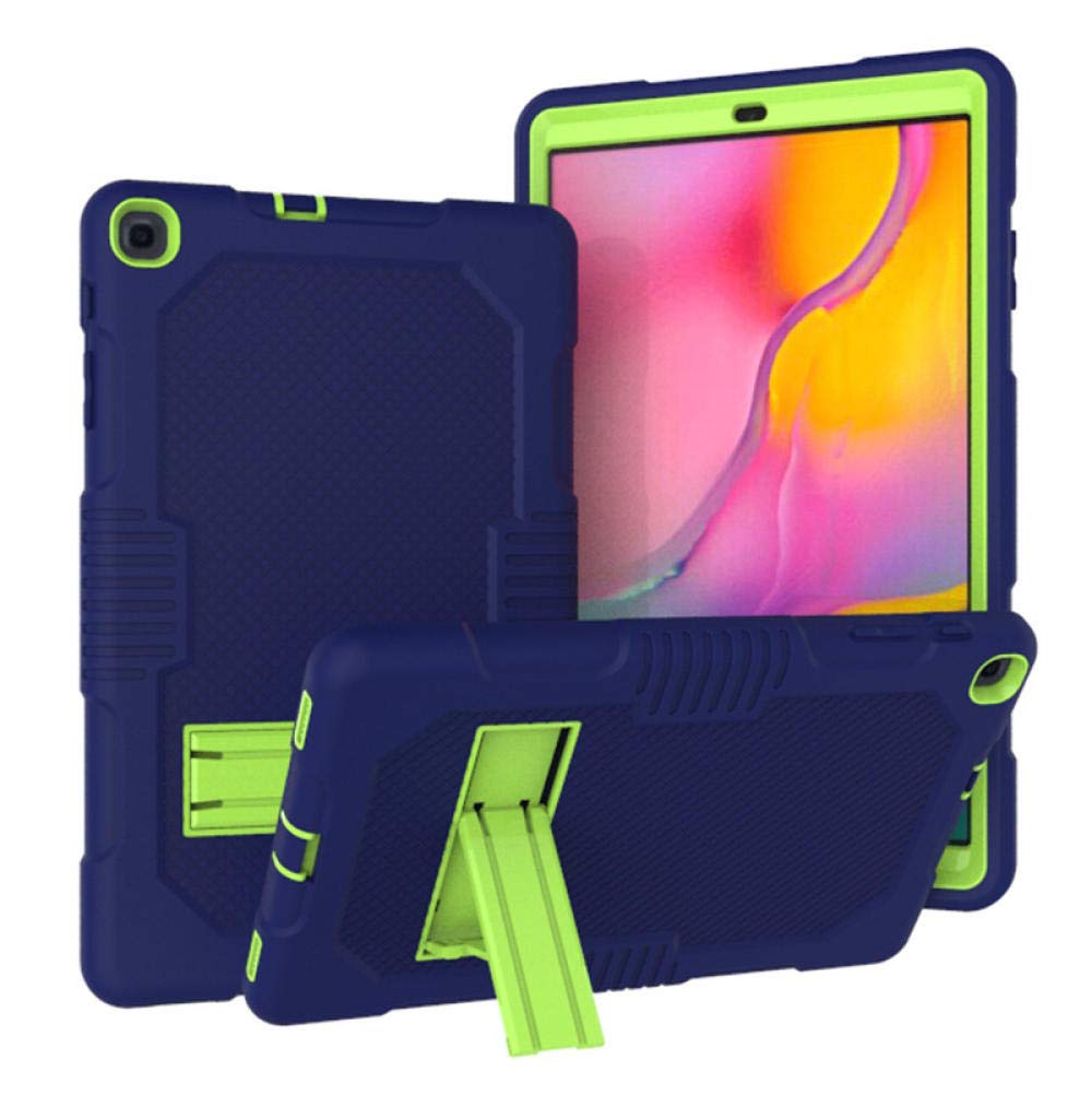 QINYUP Geeignet für Samsung Tab A 8,0 Zoll T290 / T295 Silikon PC Halter Tablet Hülle-Marineblau + Grün