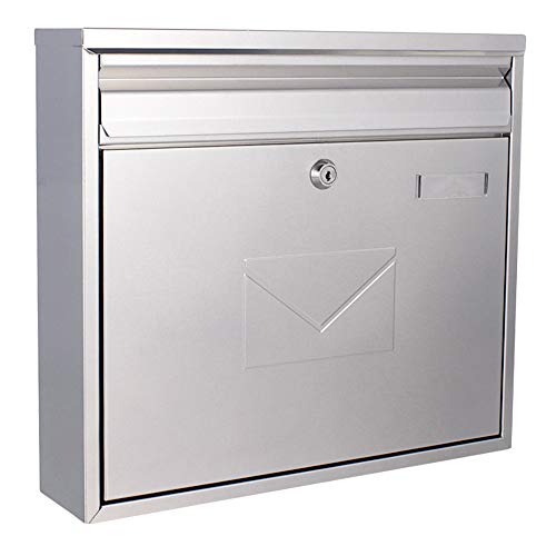Rottner Briefkasten Teramo Stahl Silber, Mailbox, Postkasten, Zaunbriefkasten, 2Einwurfsmöglichkeiten, Namensschild