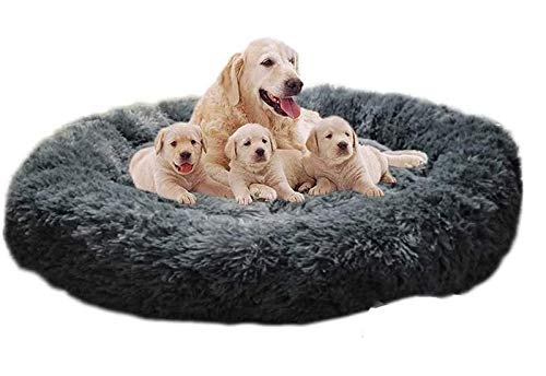 DUCHEN Weiches Hundebett kuscheliges Haustierbett Korb Donut Hundehöhle Kuschelkissen Warme Bequeme Hundesofa für Mittelgroße und Große Hunde 4XL-120cm