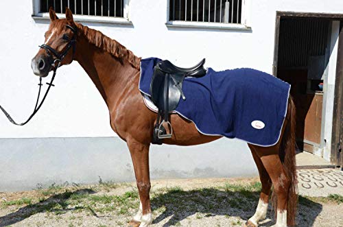 AMKA Ausreitdecke Nierendecke aus Fleece mit Sattelausschnitt, dunkelblau Pony