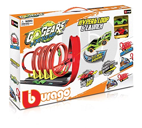 Bburago Go Gear B18-30535 Extreme Hyper 6 Loop und Launch-2 Autos, Verschiedene Designs und Farben