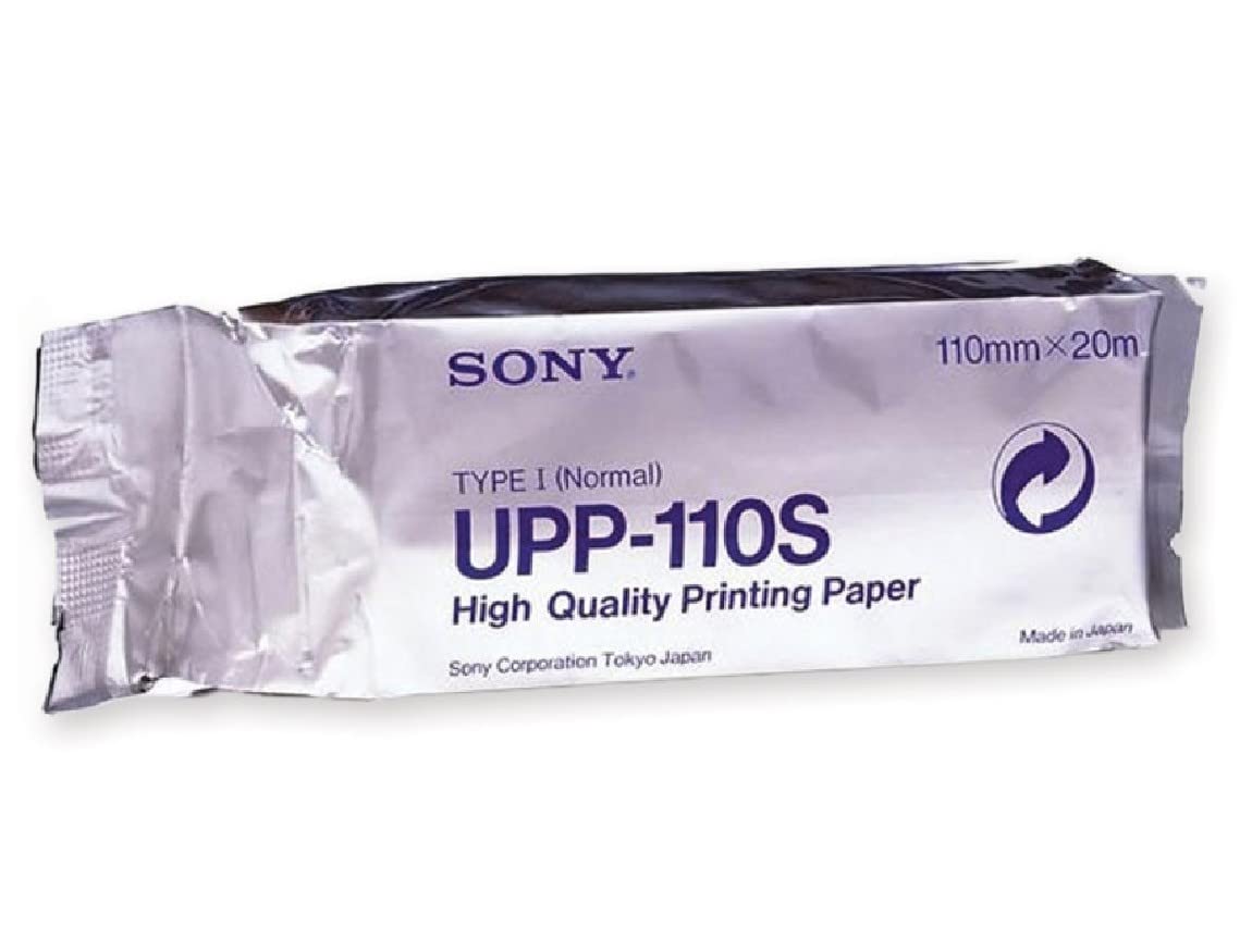 GIMA Sony UPP-110S Ultraschallpapier, hochwertige Schwarzweiß-Monochrom-Druckunterstützung (Typ I), für Ultraschall- und Dental- und Mikroskopieanwendungen, A6-Format, Größe 110 mm x 20 m, 10 Rollen