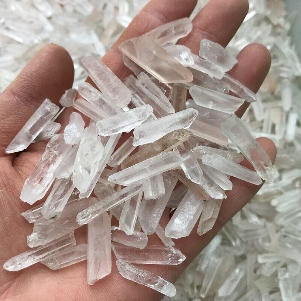 LIJUCAI Natürlicher klarer Quarz-Kristall-Punkt-Zauberstab-Energie-Stein-roher Felsen-Mineral-Exemplar-Wohnkultur, 50g
