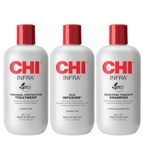CHI Infra Trio Geschenkset 355ml Infrarot Shampoo + 355ml Infrarot Behandlung + 355ml Seidenaufguss