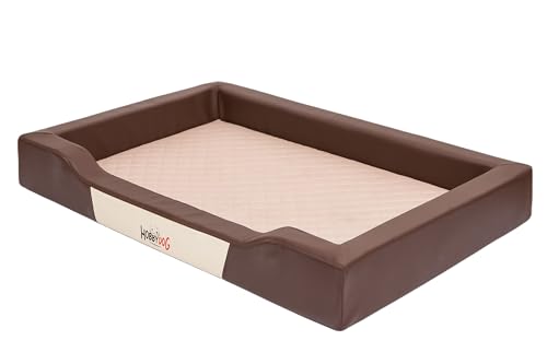 Sales Core Leicht zu reinigendes und langlebiges Hundebett aus Leder mit Abnehmbarer Matratze, EIN stilvolles und modisches Hundebett aus Öko-Leder für Haus oder Garten - Deluxe