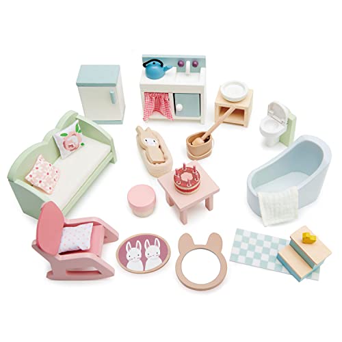Tender Leaf Toys Landhaus-Möbel-Set für Puppenhäuser – fantasievolles Spielen Geschenke für Kinder – Entwickeln Sie soziale und Sprachfähigkeiten ab 3 Jahren