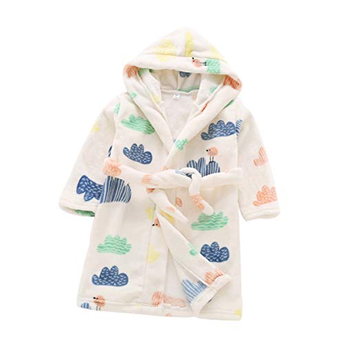 DEBAIJIA Kinder Bademantel 0-14T Säugling Morgenmantel Baby Hausmantel Kleinkind Handtuch Robe Nachthemd Junge Mädchen Unisex (Weiß-100)