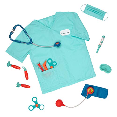 Battat Arztkittel Kinder 13 Teile Kostüm mit Zubehör – Stethoskop, Spritze, Maske und mehr – Spielzeug ab 3 Jahre für Mädchen und Jungen