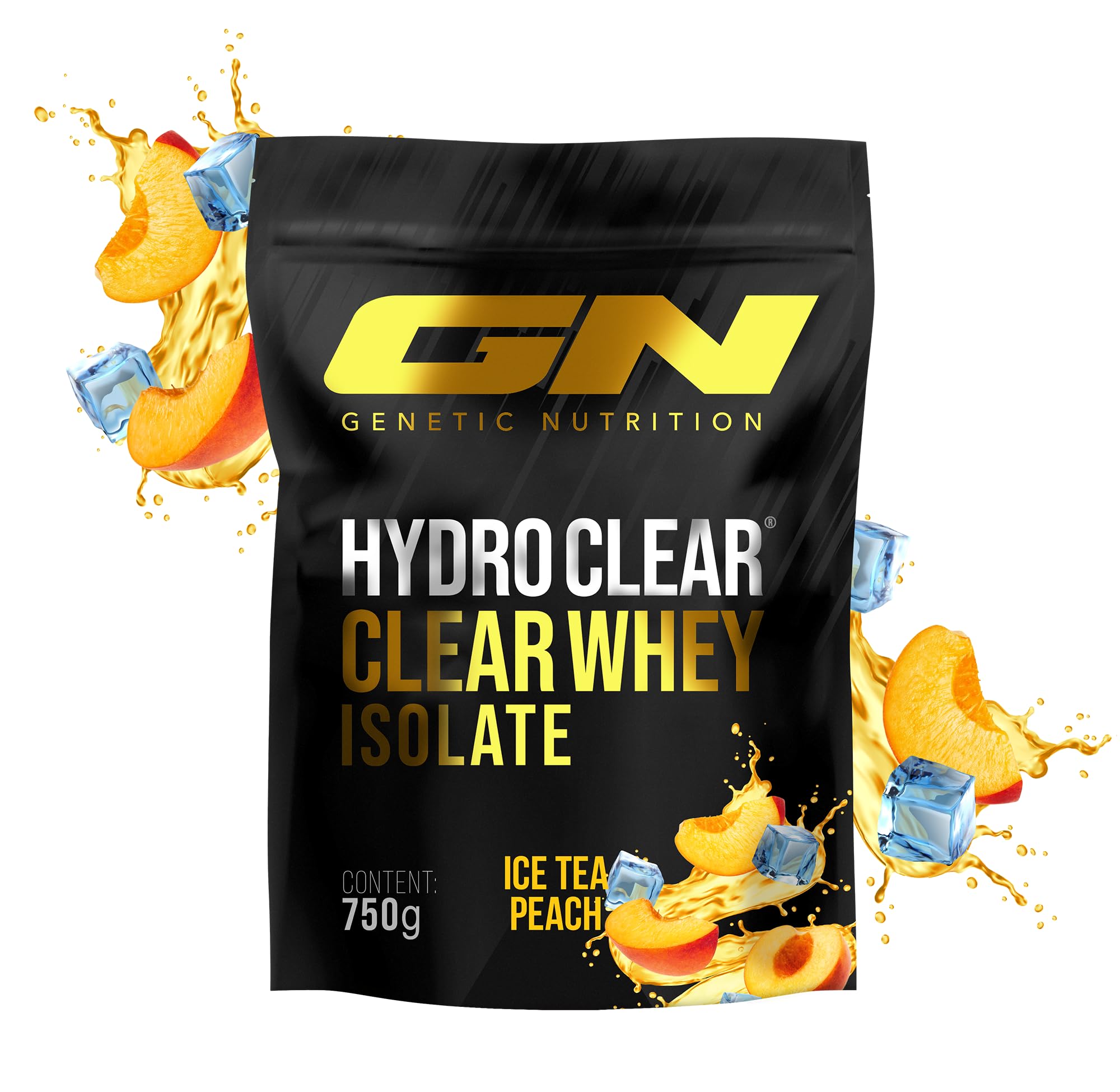 GN Laboratories Hydro Clear Whey Isolate (Ice Tea Peach) – 750 g Protein Pulver – Qualitäts Molkenproteinisolat mit 25 g Eiweiß pro Portion – Made in Germany