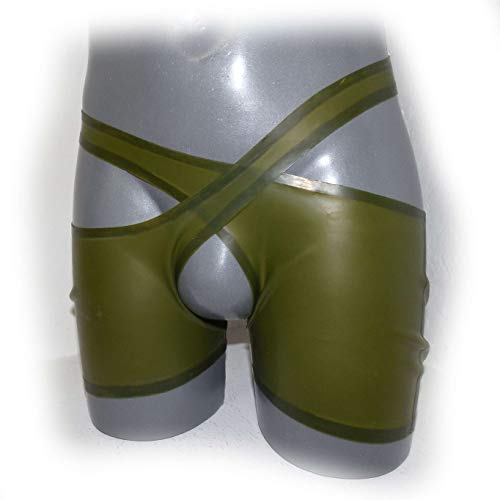 New Men sexy latex shorts open cortch in transparent Look Pair Size:XXL