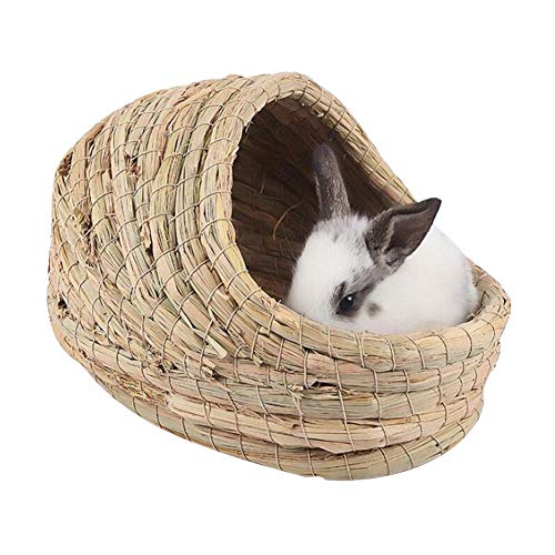soundwinds Kaninchen-Gras-Haus Hamster Grass Nest Robustes handgewebtes Gras-Tunnel-Hütten-Schlafnest für Kaninchen-Hamster-Chinchilla-Meerschweinchen und andere kleine Heimtiere