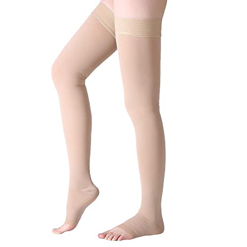 Wallfire Medizinische Kompressionsstrümpfe, 23-32mmHg Oberschenkel Stützstrümpfe für Damen Herren Relief Verhindern Krampfader (Color : Skin Color, Size : L)