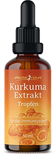 effective nature Kurkuma Extrakt Tropfen - 50 ml - Mit Vitamin D3 - Vegan - Ohne Unnötige Zusatzstoffe - Mit Pipette zur Dosierung - Reicht für 50 Tage