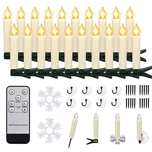 LED kerzen Weihnachtskerzen mit Fernbedienung Timer AAA-Batterien Dimmbar, Christbaumkerzen Kabellose Weihnachtsbaumkerzen für Weihnachtsbaum Weihnachtsdeko Hochzeit(20er)