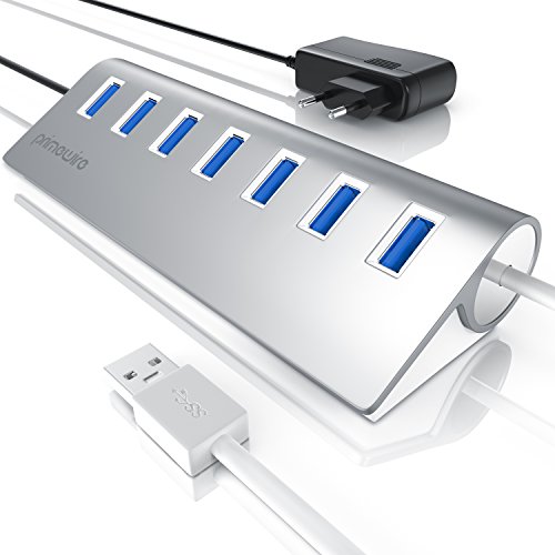 CSL - USB Hub 3.0 aktiv mit Netzteil - 7 Port Verteiler - kompatibel mit PC Notebook Laptop Apple MacBook MacBook Air Pro Mini iMac MacPro Tablet PS4 UVM. - Windows, Linux und Mac - inkl. Netzteil
