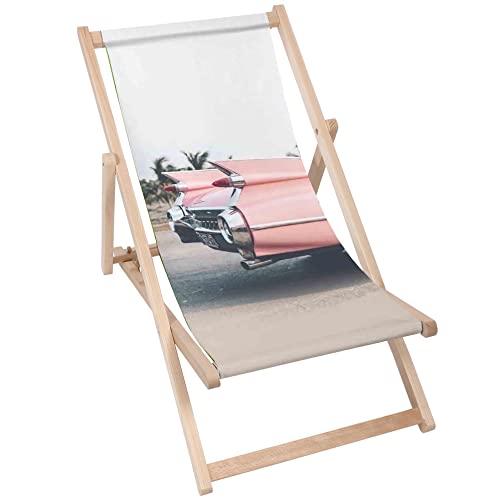 DreamRoots Liegestuhl klappbar Holz, Buchenholz bis zu 130 kg, Sonnenliege klappbar mit 3-stufiger Neigungsregulierung der Rückenlehne, Strandstuhl Holz mit waschbare 100% Polyester, Liegestuhl Holz