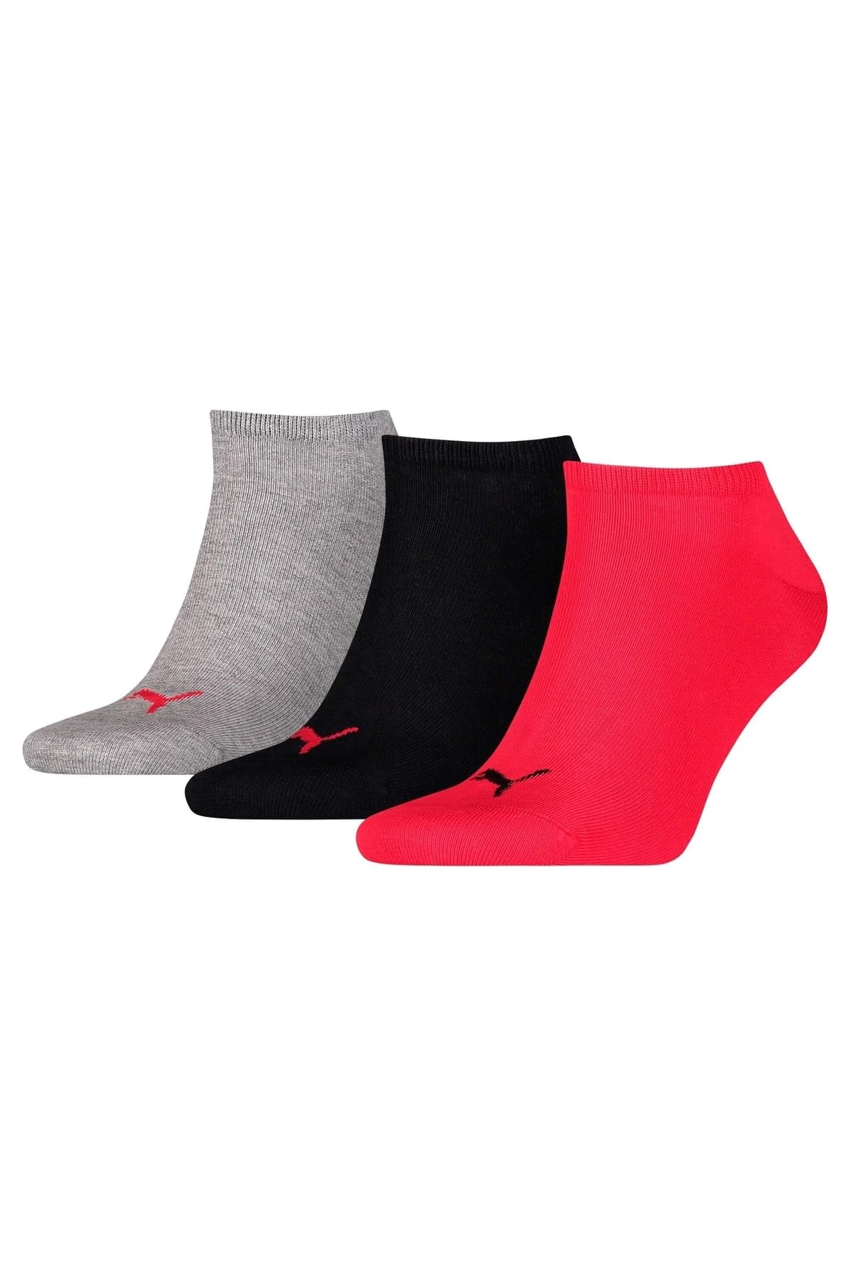 PUMA 9 Paar Sneaker Invisible Socken Gr. 35-49 Unisex für Damen Herren Füßlinge, Farbe:232 - black/red, Socken & Strümpfe:43-46