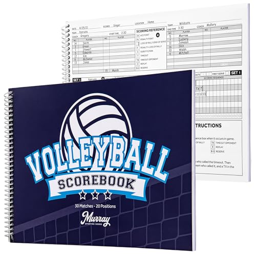 Murray Sporting Goods Volleyball Punktebuch - 30 Spiele - 20 Positionen | Punktebuch für Statistiken - Jugendliche, kleine Liga, Erwachsene