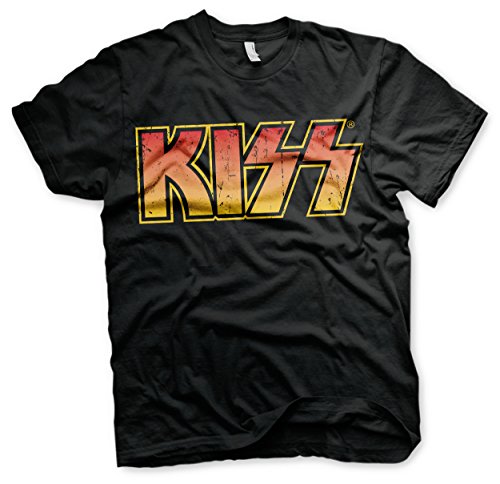 KISS Offizielles Lizenzprodukt Distressed Logotype Herren T-Shirt (Schwarz), XX-Large