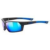 uvex sportstyle 225 - Sportbrille für Damen und Herren - verspiegelt - druckfreier Tragekomfort & perfekter Halt - black blue/blue - one size