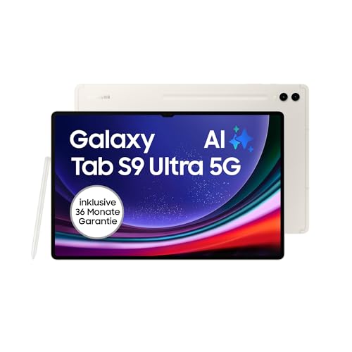 Samsung Galaxy Tab S9 Ultra Android-Tablet, 5G, 1 TB / 16 GB RAM, MicroSD-Kartenslot, Inkl. S Pen, Simlockfrei ohne Vertrag, Beige, Inkl. 36 Monate Herstellergarantie [Exklusiv bei Amazon]