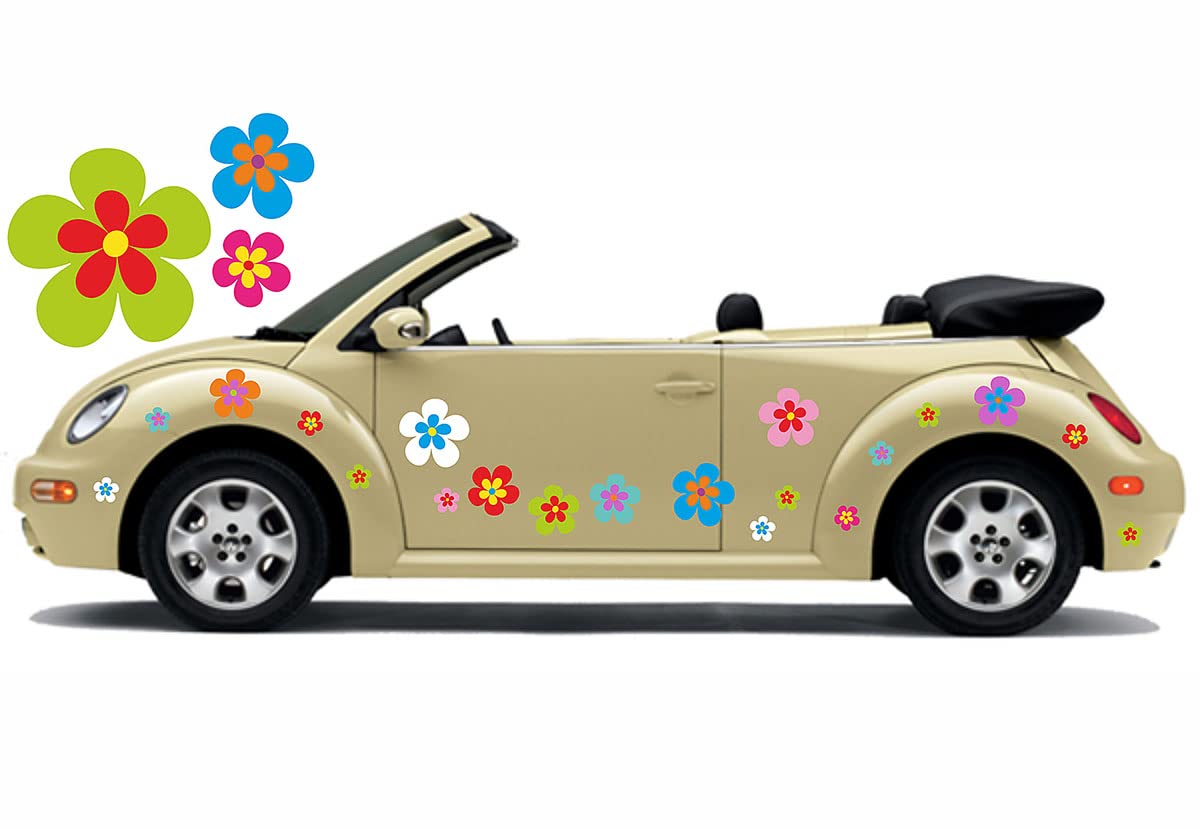Hippie Blumen Aufkleber, Autoaufkleber Hippie 030 - bunt gemischt (16)