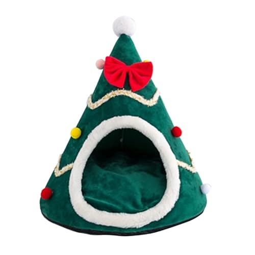 Jilin Katzenhöhle in Weihnachtsbaum-Form, Zelt für Innenbereich, kleine bis große Katzen, maschinenwaschbar, ultraweiches Kissen, rutschfest, warmes Katzenzelt