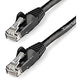 StarTech.com CAT6 Ethernet-Kabel, 22,9 m, schwarz, CAT 6 Gigabit Ethernet-Draht, 650 MHz, 100 W, PoE, RJ45, UTP, Netzwerk/Patchkabel, snagless w/Zugentlastung Fluke getestet/Verkabelung ist
