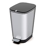 CURVER KIS Chic Bin Style Abfallbehälter, Kunststoff, Silber Metallic, 25 Liter, 26,5 x 40,5 x 45cm