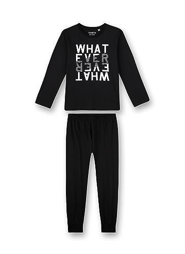 Sanetta Jungen Schlafanzug lang schwarz Pyjamaset, super Black, 152