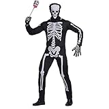 EraSpooky Herren Halloween Karneval Fasching Skelett Kostüm und Maske