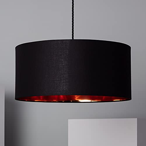 LEDKIA LIGHTING Hängeleuchte Reflect Ø450x200 mm Schwarz E27 Textil für Wohnzimmer, Küche, Schlafzimmer