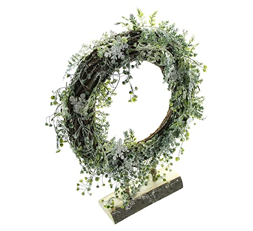 FRANK FLECHTWAREN Kranz Winter-Green, Birkenreisig, Kunststoff, Glitzer, Maße: Ring Ø 29 cm, GH 39 cm