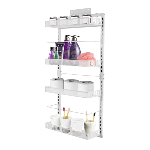 Ciounmb Duschablage ohne Bohren, Badezimmer Regal, Duschaufhänger mit Haken, Duschregal, Badregal Duschkorb, Hängeregale Organizer für Shampoo und Duschgel (Weiß)