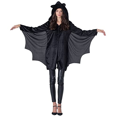 Dress Up America Fledermaus-Kostüm für Erwachsene – Schwarzer Fledermaus Jumpsuit mit Flügeln – ideal für Rollenspiele & Spaß
