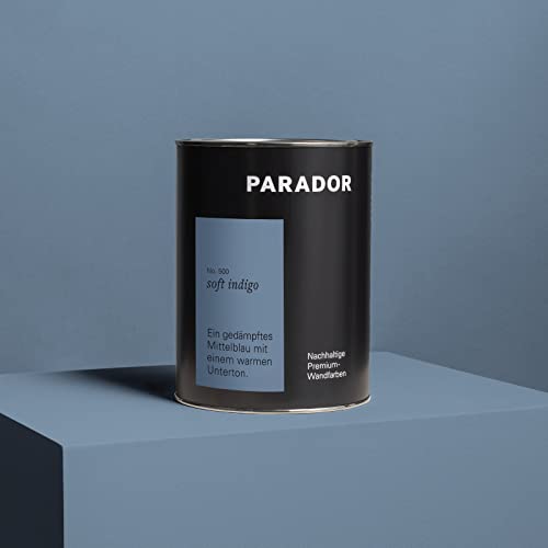 PARADOR Wandfarbe Soft Indigo blau taubenblau 2,5 L - nachhaltige Premium Innenfarbe matt - hohe Deckkraft tropffest spritzfest ergiebig schnelltrocknend geruchsneutral vegan