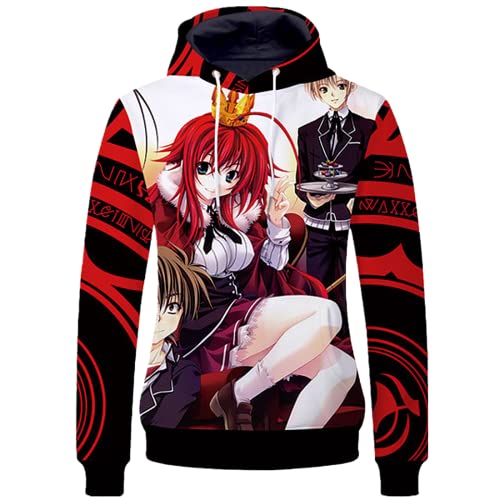 Anime High School DxD Cosplay Hoodie Pullover, Unisex 3D Printing Casual Sweatshirts for Anime Fans, rot, XL