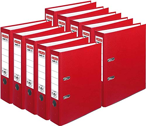 Herlitz Ordner maX.file protect A4 (8 cm mit Einsteckrückenschild) 10er Pack (Rot)