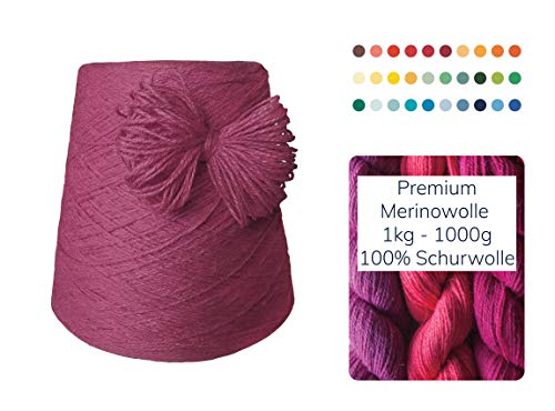 Moschen-Bayern Strickwolle 1 kg 1000g Schurwolle Schafwolle Dicke Wolle zum Stricken günstig kaufen Handstrick Häkelwolle Häkeln Garn Nadel 3 3,5 4 - Pink
