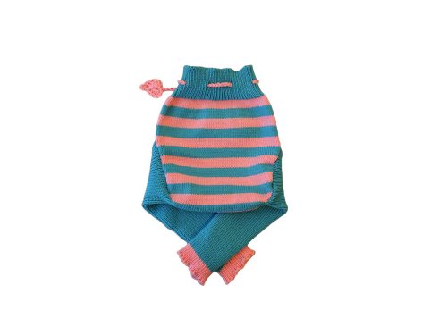 100% Merinowolle Baby Wollwindelhose Überhosen Hose gestrickt gestreift Schafswolle Aqua blue+Pink L