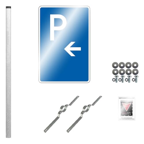 TMS PRO SHOP Parkplatzschild Komplett-Set, VZ 315, Pfeil links, reflektierend RA, 60 x 90 cm, Art.-Nr. 610559