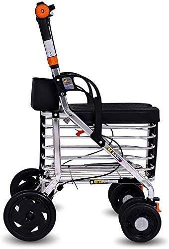 Gehgestell Alter Mann faltbarer Einkaufswagen, alter Mann Trolley mit vier Rädern kann sitzen, tragbarer Gehhilfe-Helfer